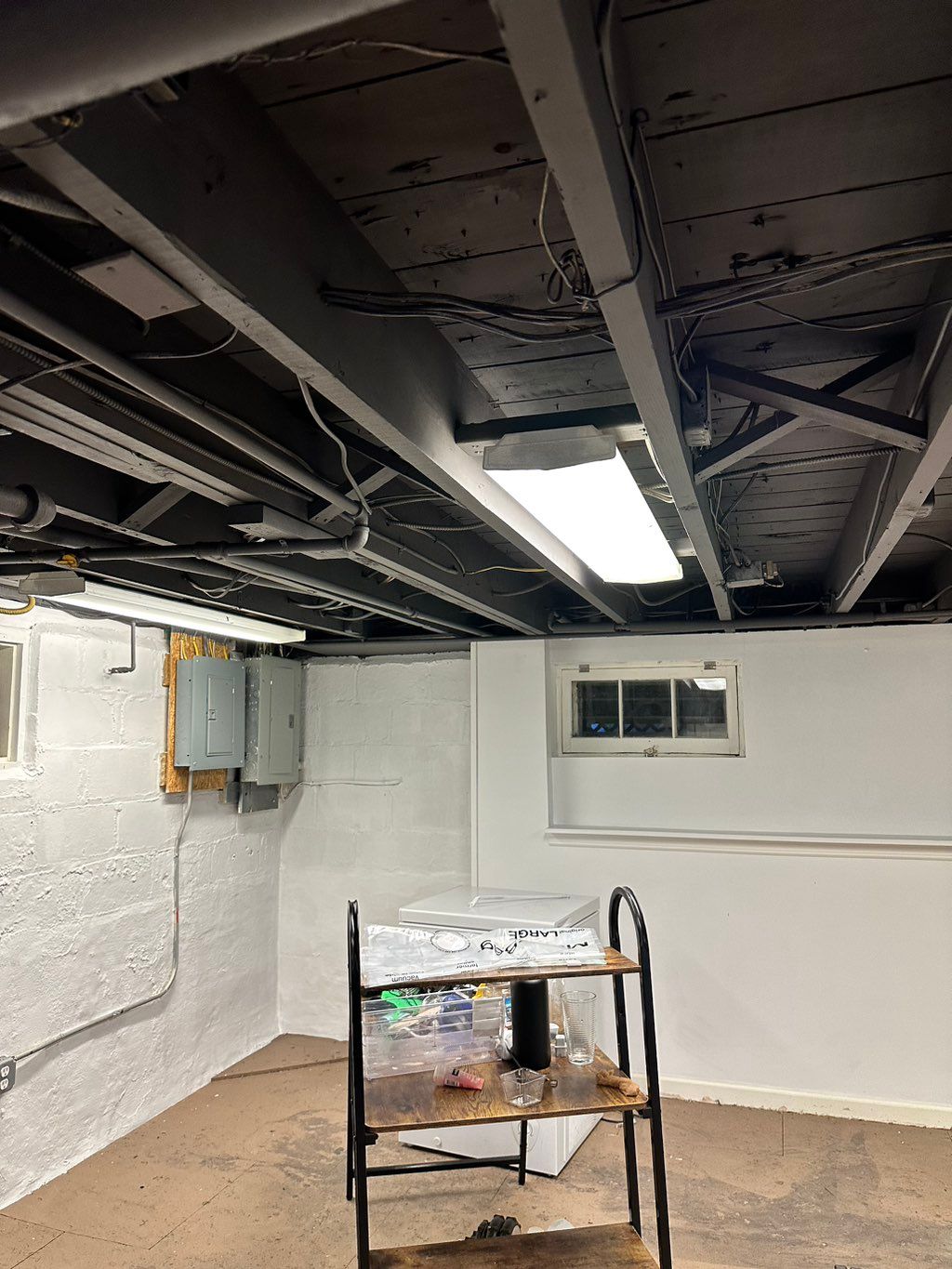 Basement ceiling after