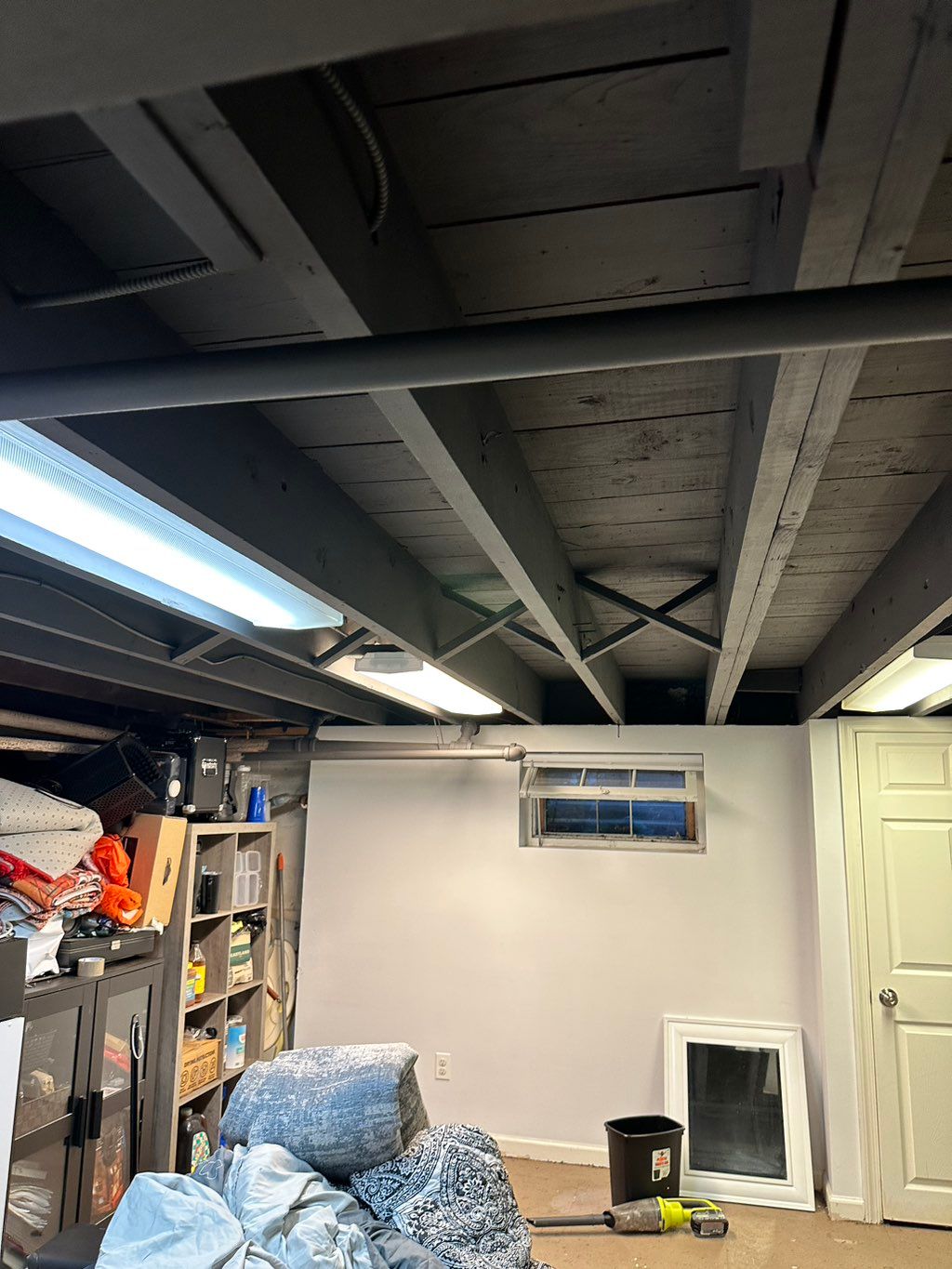 Basement ceiling after