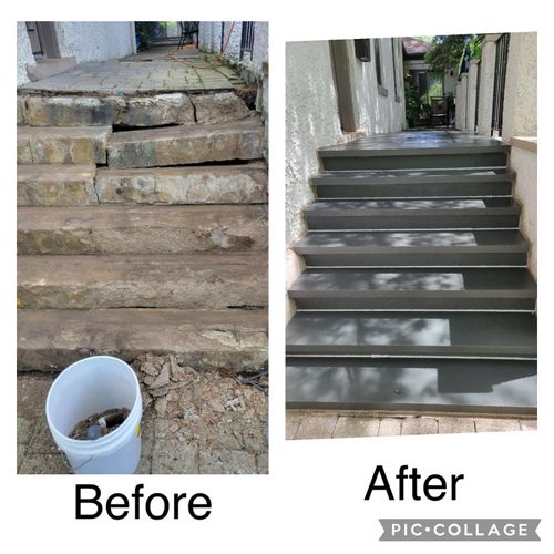 Renovation of stairs with custom blue stone