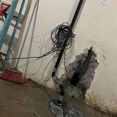 Sump pump installation in basement 