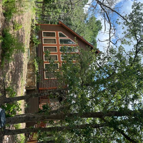 Geovany fixed our damaged log siding and stained o