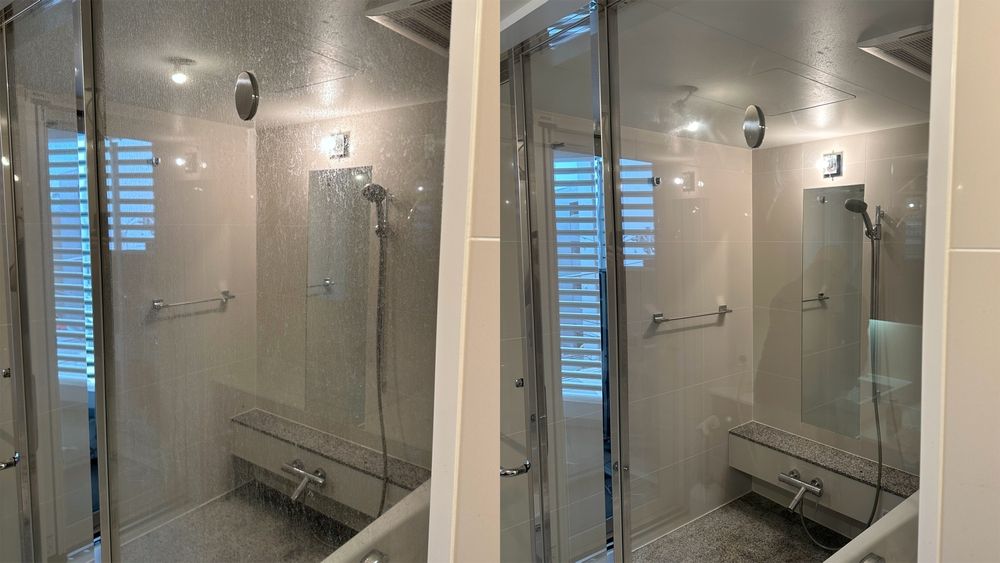 Shower before and after