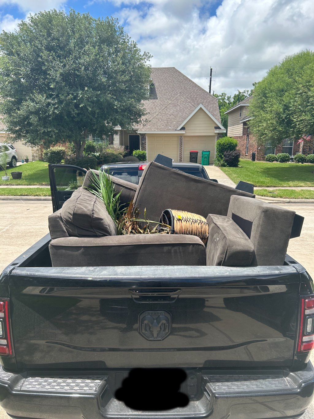 8.2 ft long bed. Can fit a whole living room set f