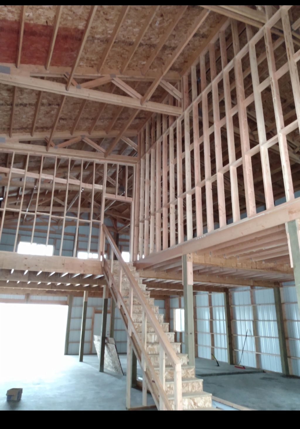 Framing of upper living quarters.