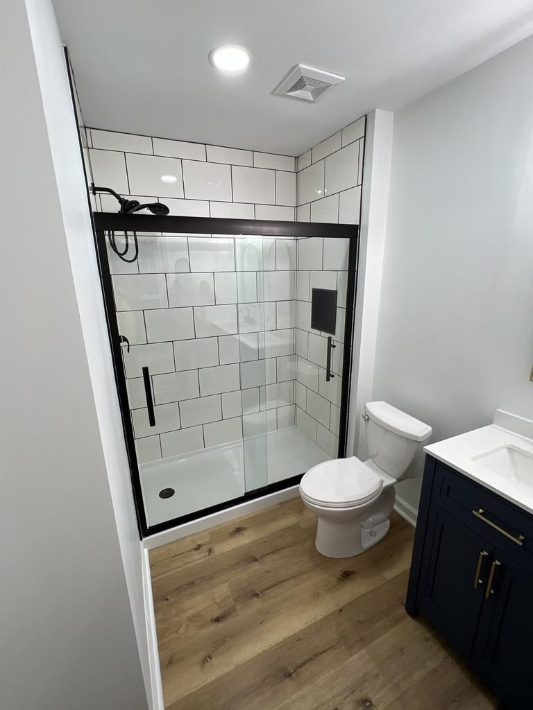 New standing shower install with glass door