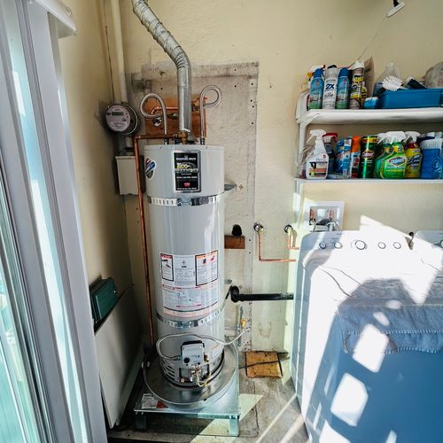 Water heater and laundry room