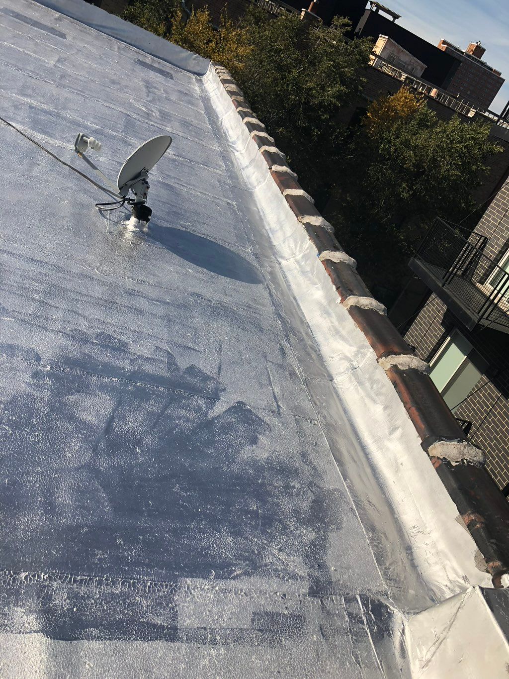 After flat roof repair and silver coating 