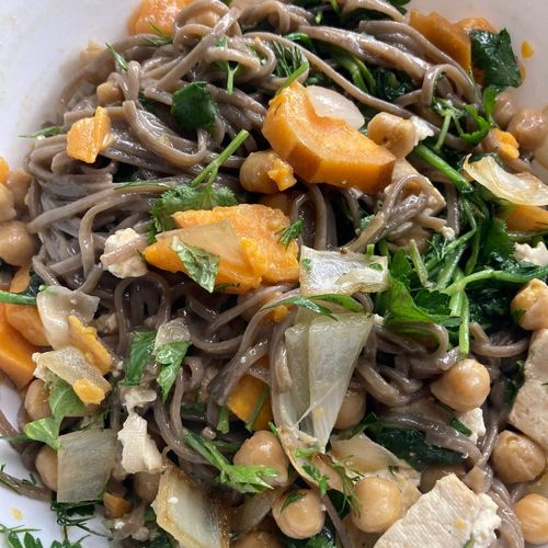 Vegan Buckwheat Soba Bowl, Veg, Tofu, Chickpeas