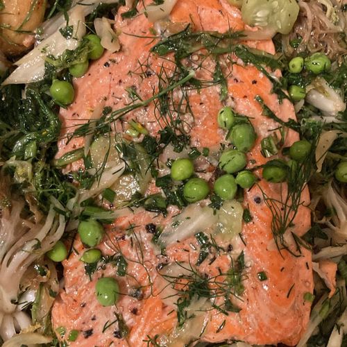 Wild Salmon Salad, Fresh Herbs, fennel Frisee