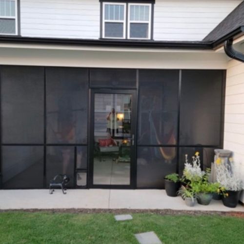 Aluminum screened porch with Solar Tex Screening f