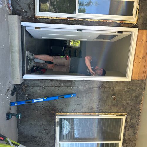 Three doors hung. Took pride in his work and it wa