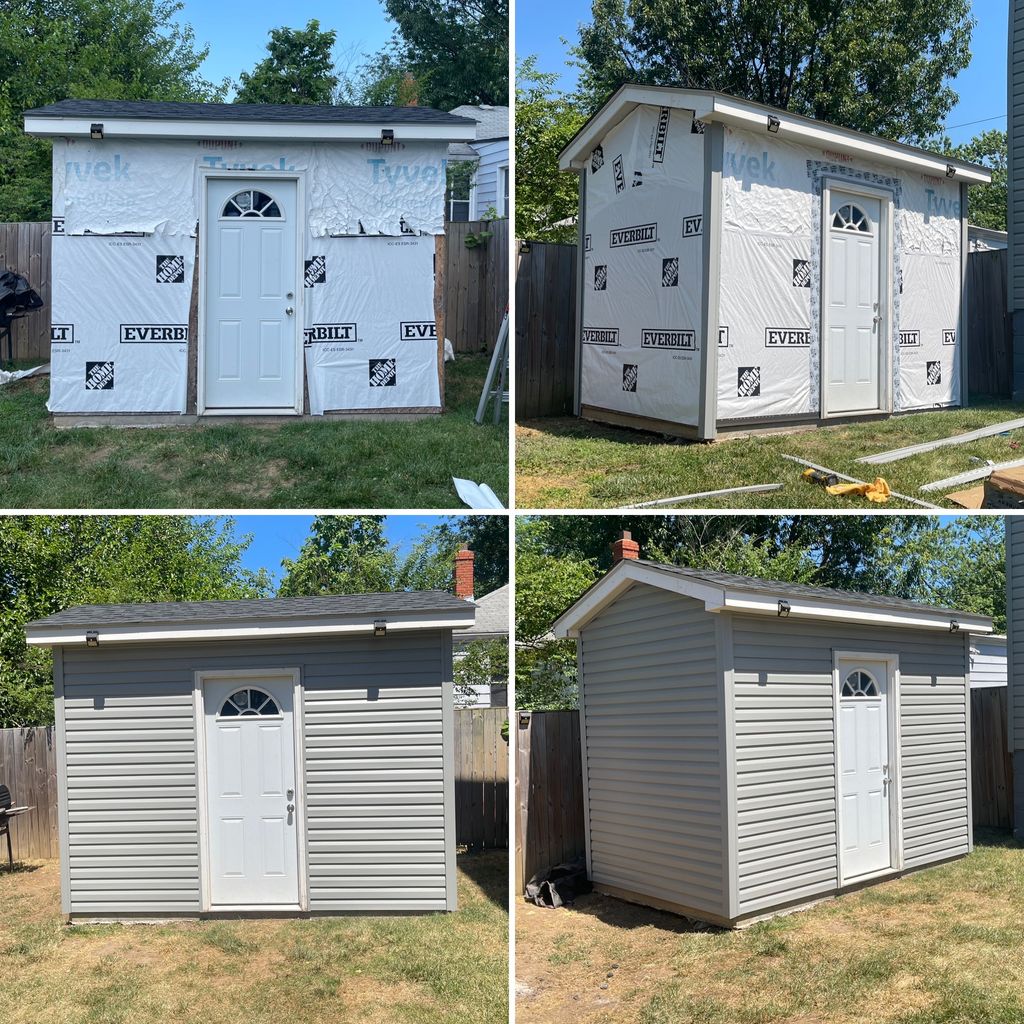 About 300 square feet shed siding installation