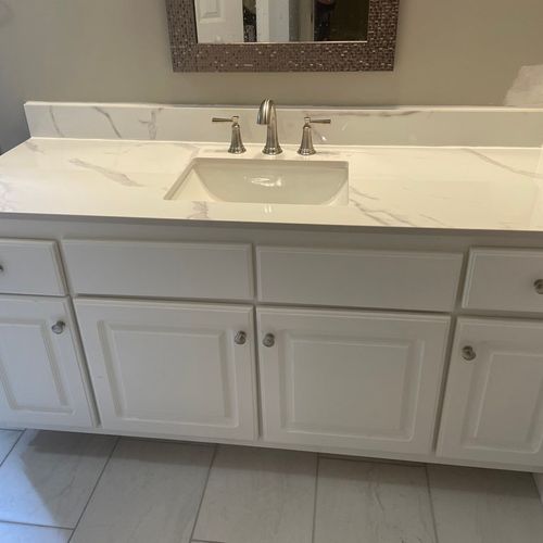 Fantastic work installing a new vanity top and fau