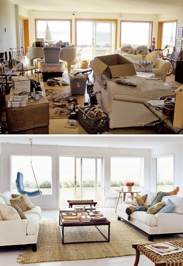 Before and after deep clean and declutter service