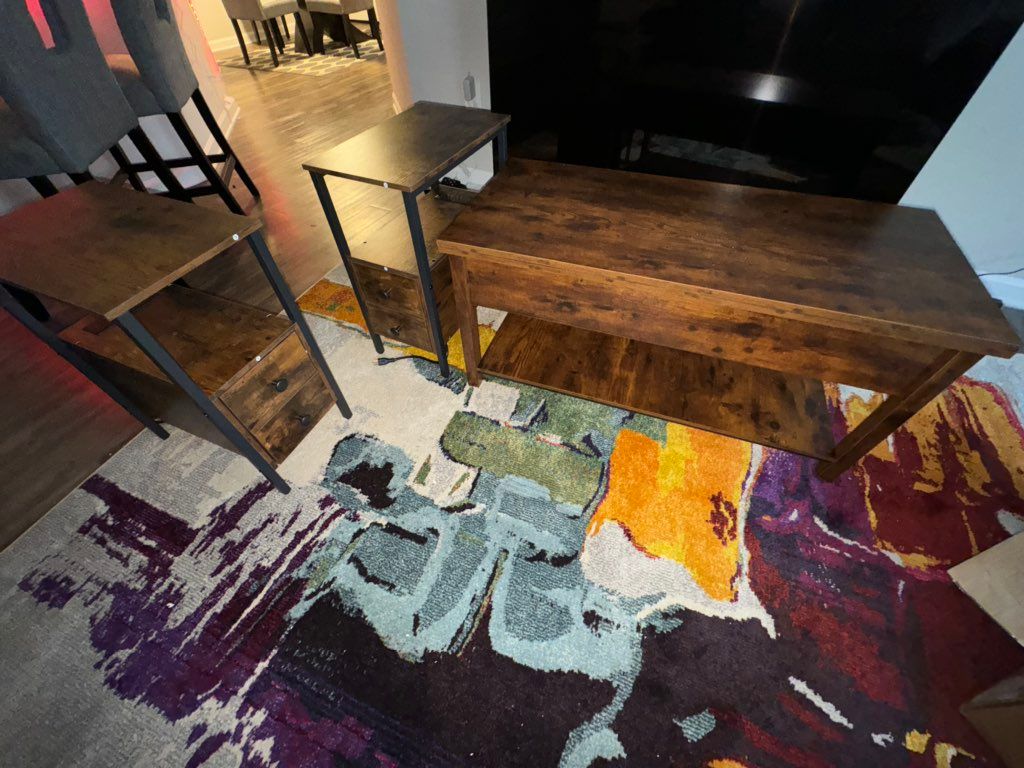 Coffee table and 2 nightstands assembled for custo