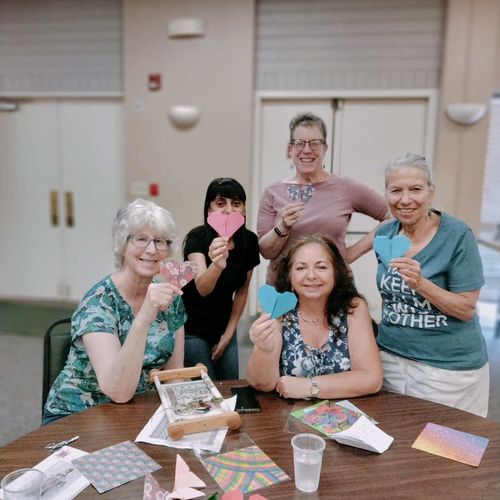 Teaching Origami to the Sisterhood at Temple Beth 