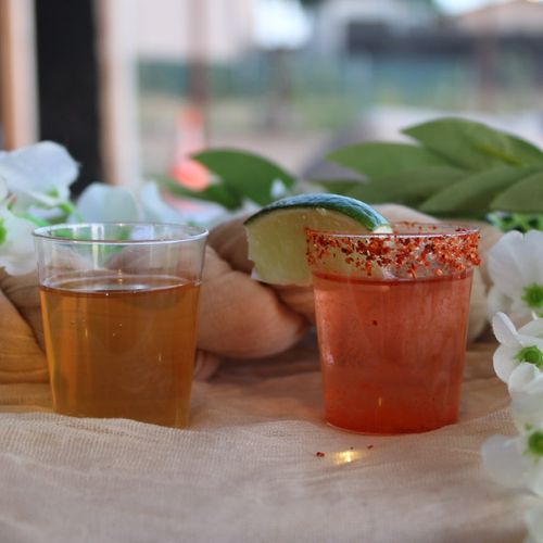 Green Tea & Mexican Candy shot for the Bride & Gro