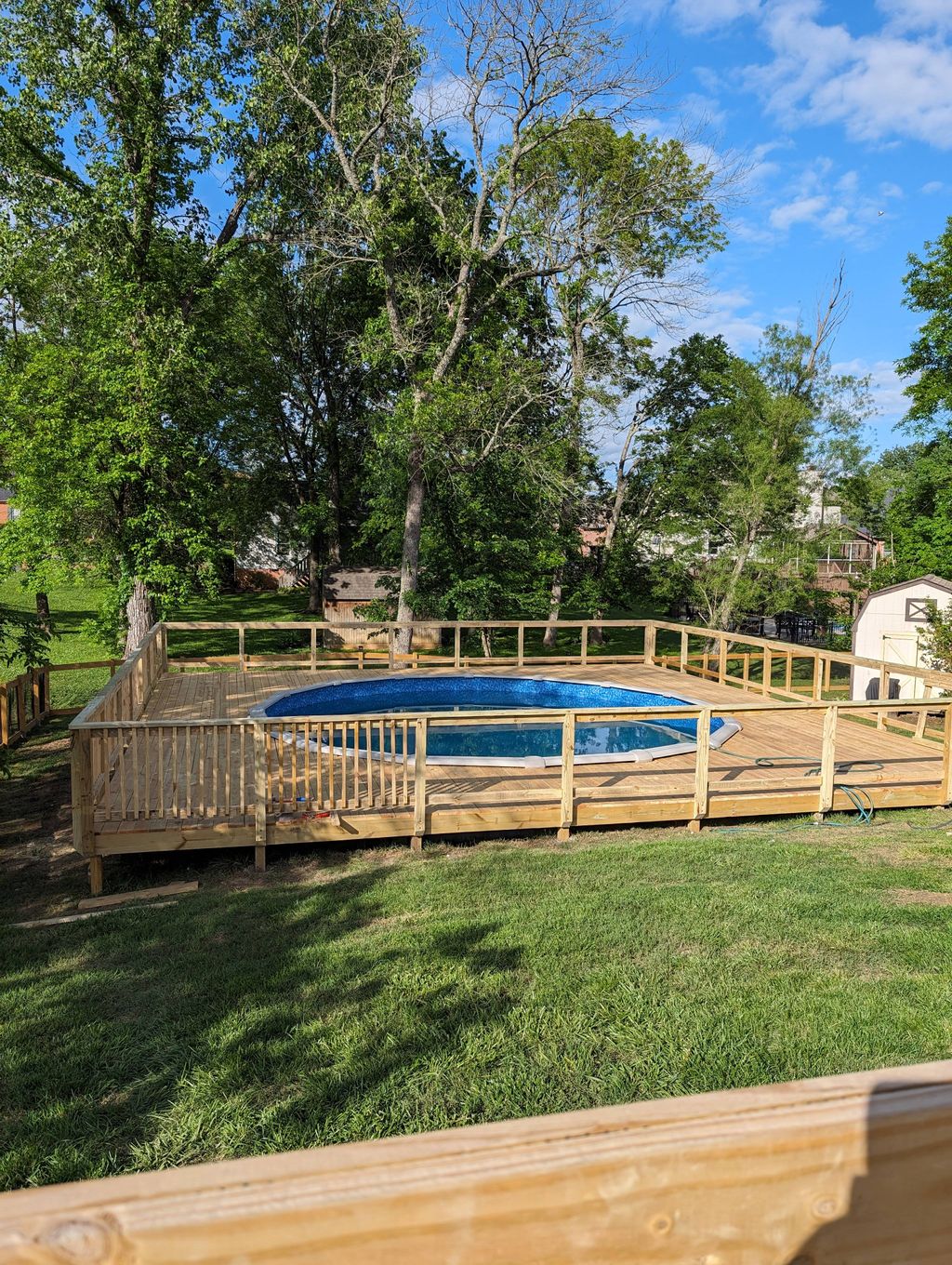 above ground pool and deck build 