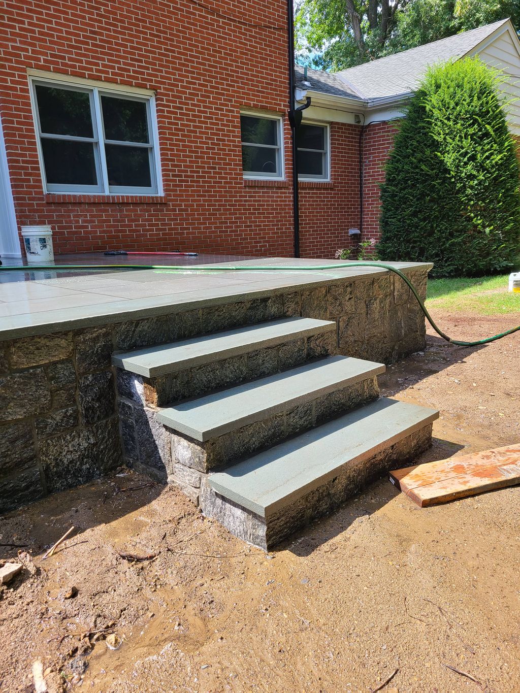 new bluestone and stone patio 