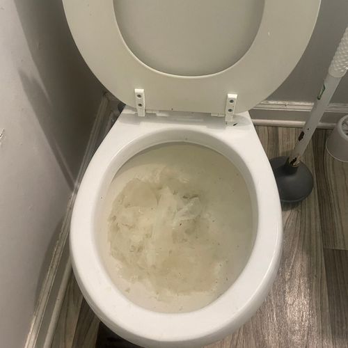 Clogged toilet due to a toothbrush 