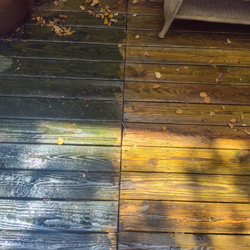 Deck Pressure washing, before and after