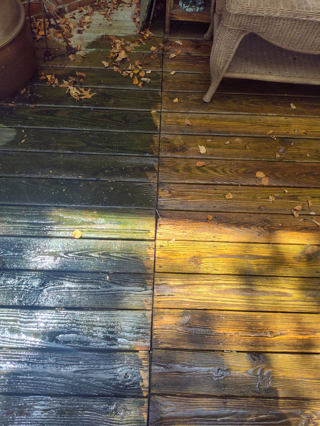 Deck Pressure washing, before and after