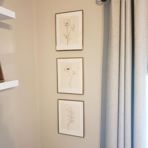 Picture frames hung for décor