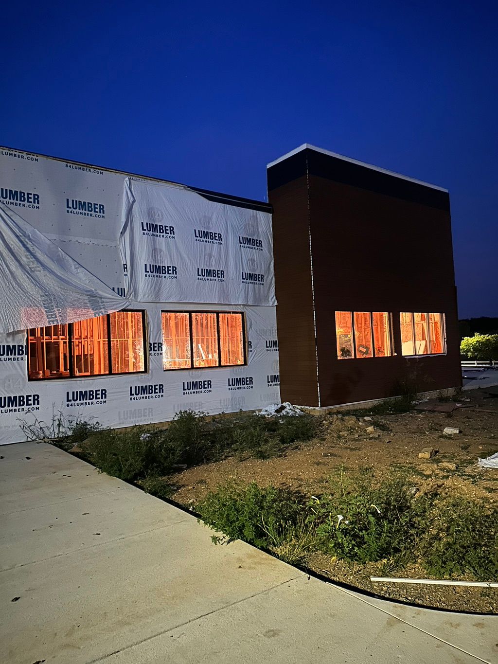 New aluminum storefront window frames and glass 