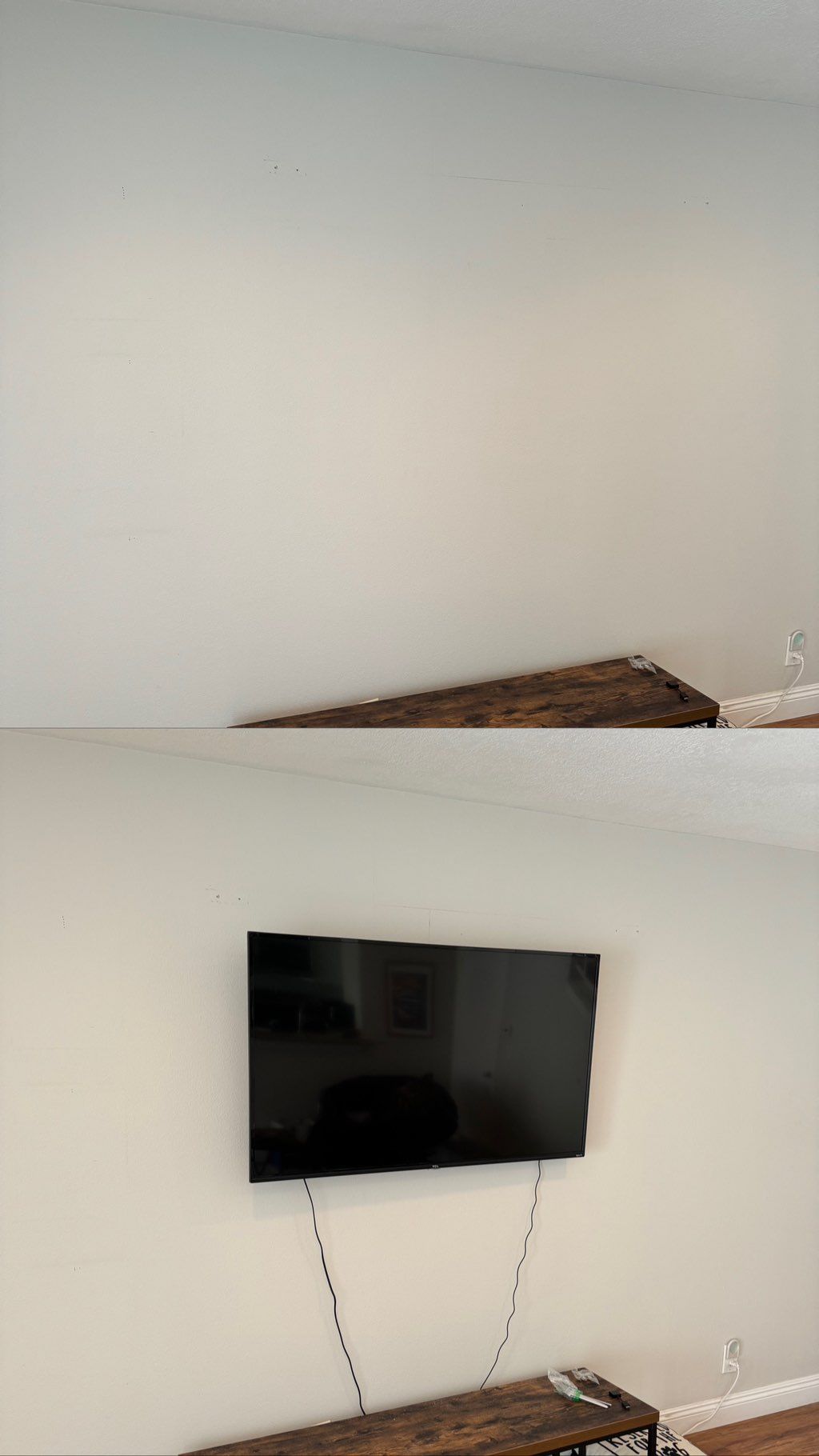 Mounting the TV on a bracket to the wall.