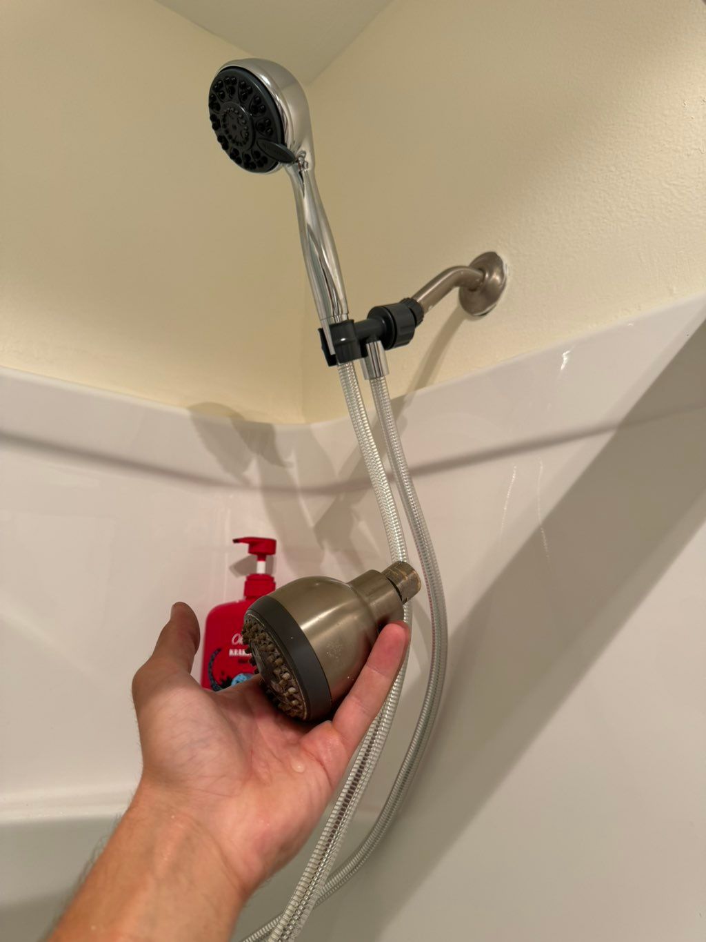 Replacing the shower head.