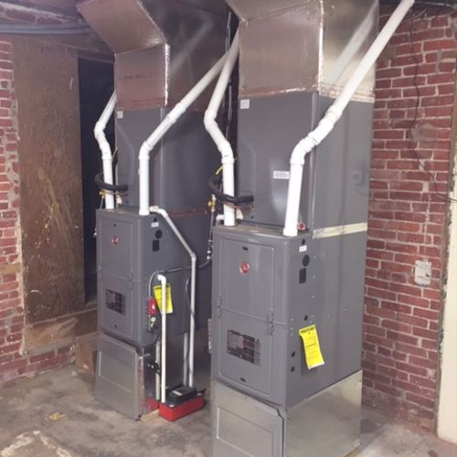 Commercial Installation. 2 separate RHEEM gas Furn