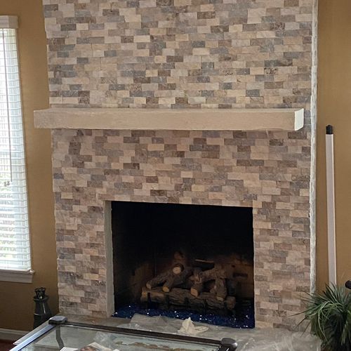 This was a brick fireplace that we refaced with st