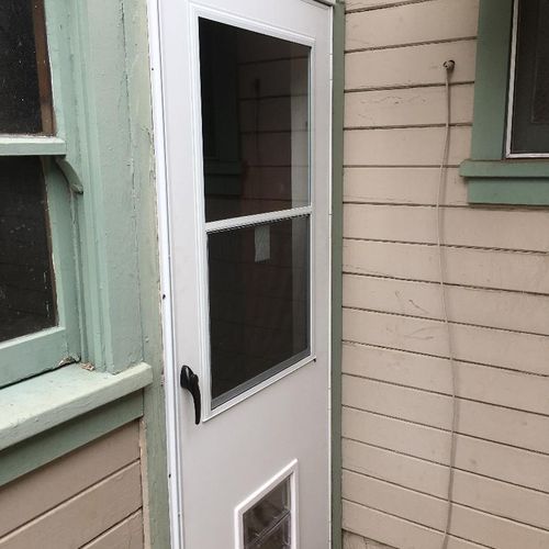 Storm door installation