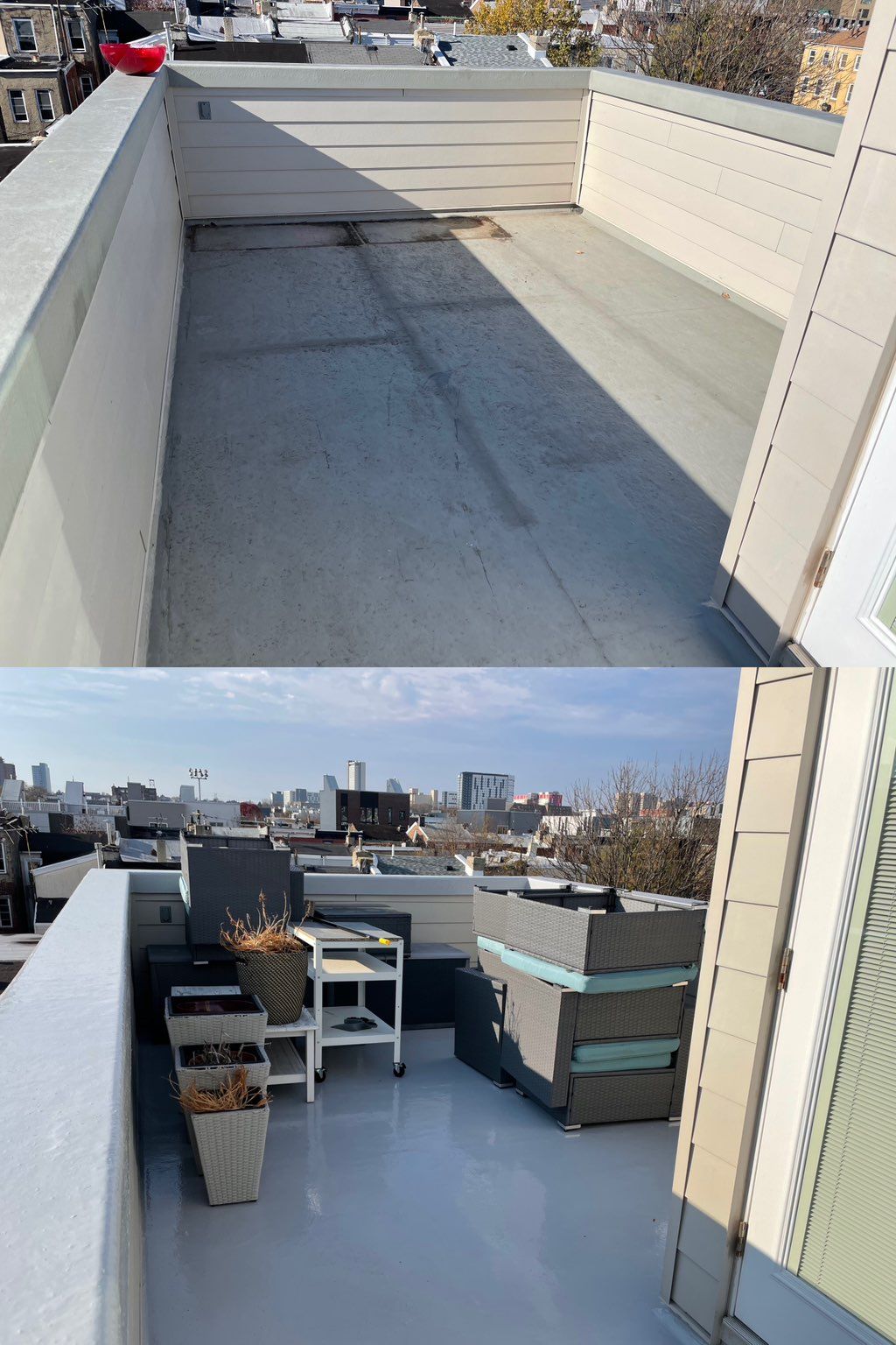 Before and after. Leak repair, waterproofing syste