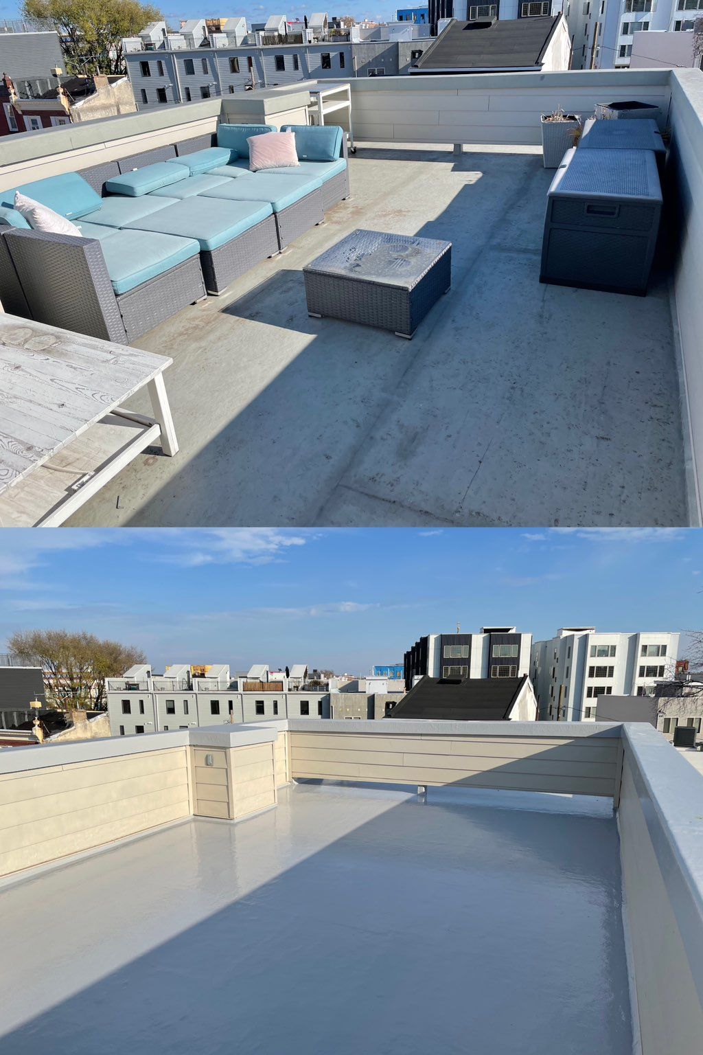 Before and after. Leak repair, waterproofing syste