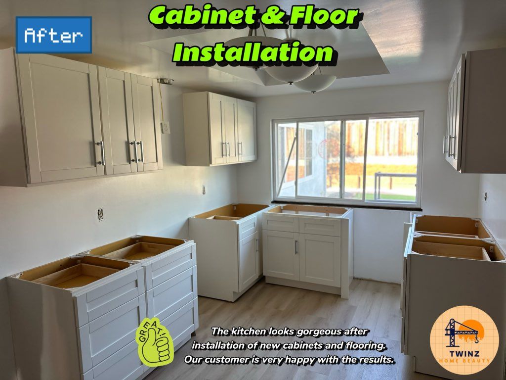 Our cabinet and floor installation delighted the c