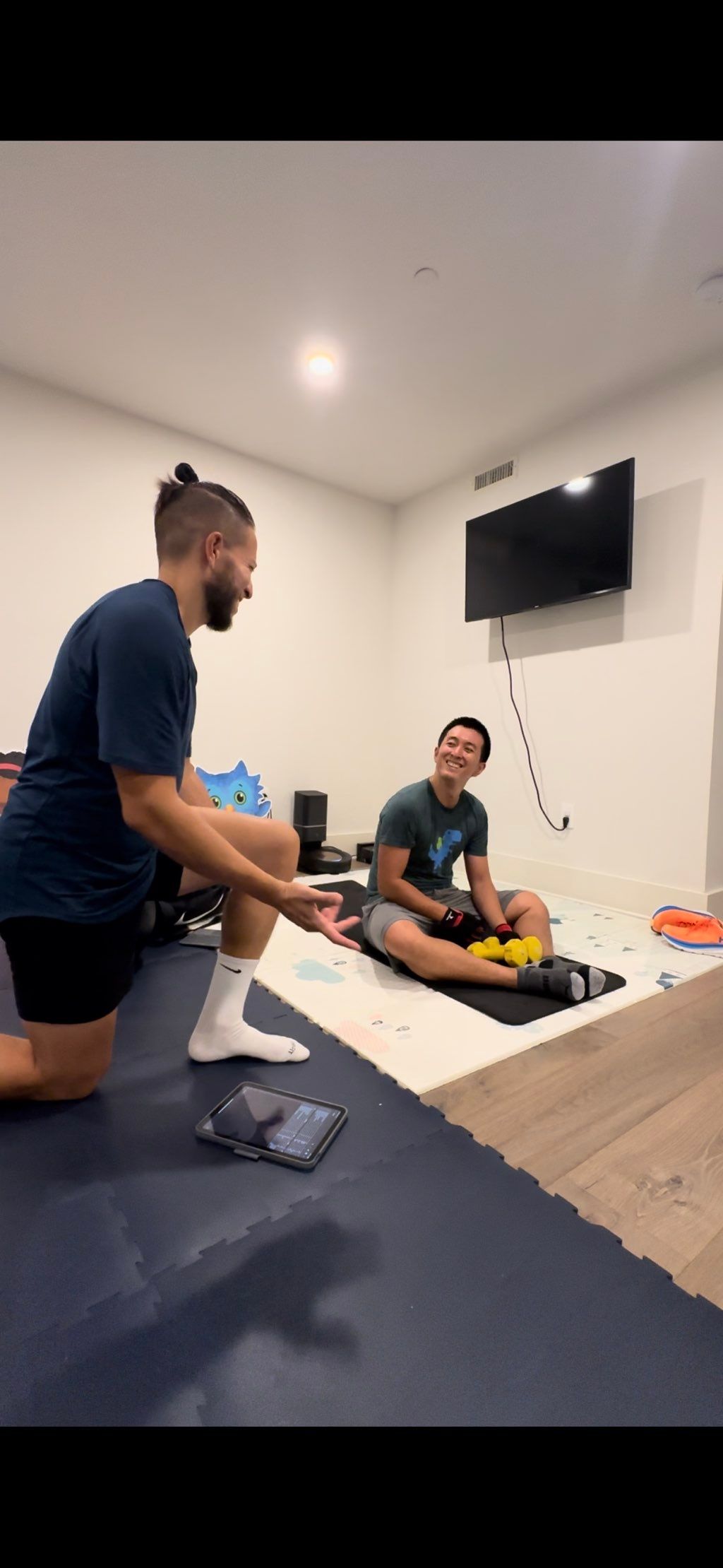 Laughing during our breaks 
