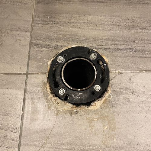 New 4” toilet flange fully installed 