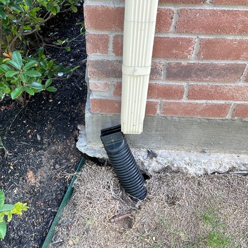 Disconnet down spout - serious erosion at edge of 