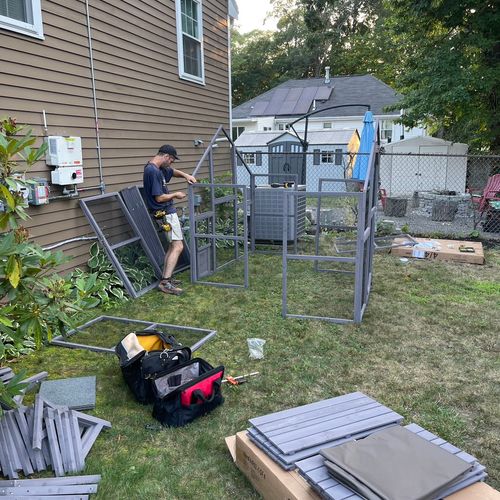 Alex was called to assemble a Catio for us. He was