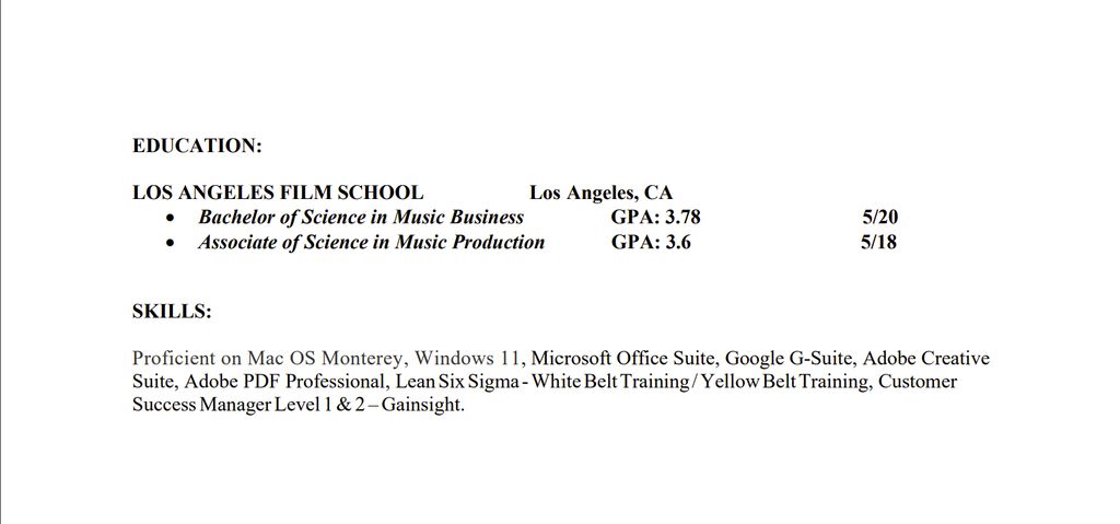 Resume Example (2 of 2)