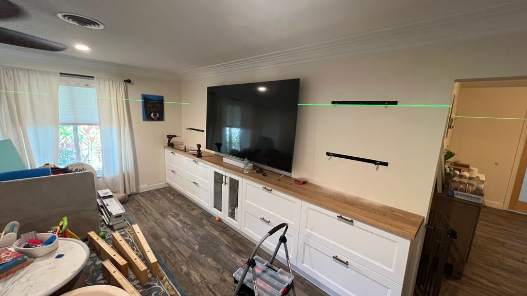 Installing a TV on the wall
Installing shelves on 