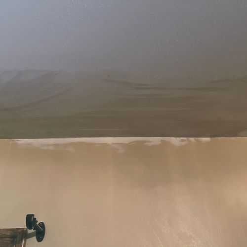 Ceiling water damage finished and sanded! (After)