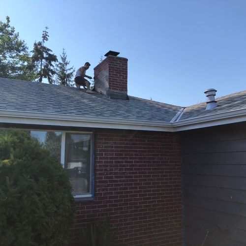 We grouted the whole chimney and painted the brick