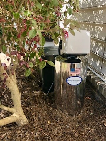 Installed water filtration unit on the side of the
