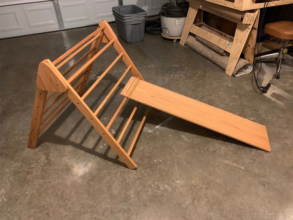 Pikler Triangle in red oak for a client.