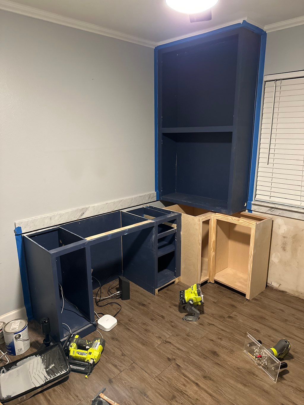 Built-in lower cabinets for a client.