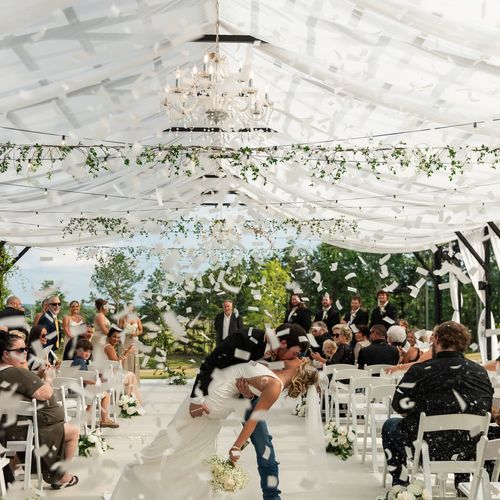 Epic aisle kiss following wedding ceremony as conf