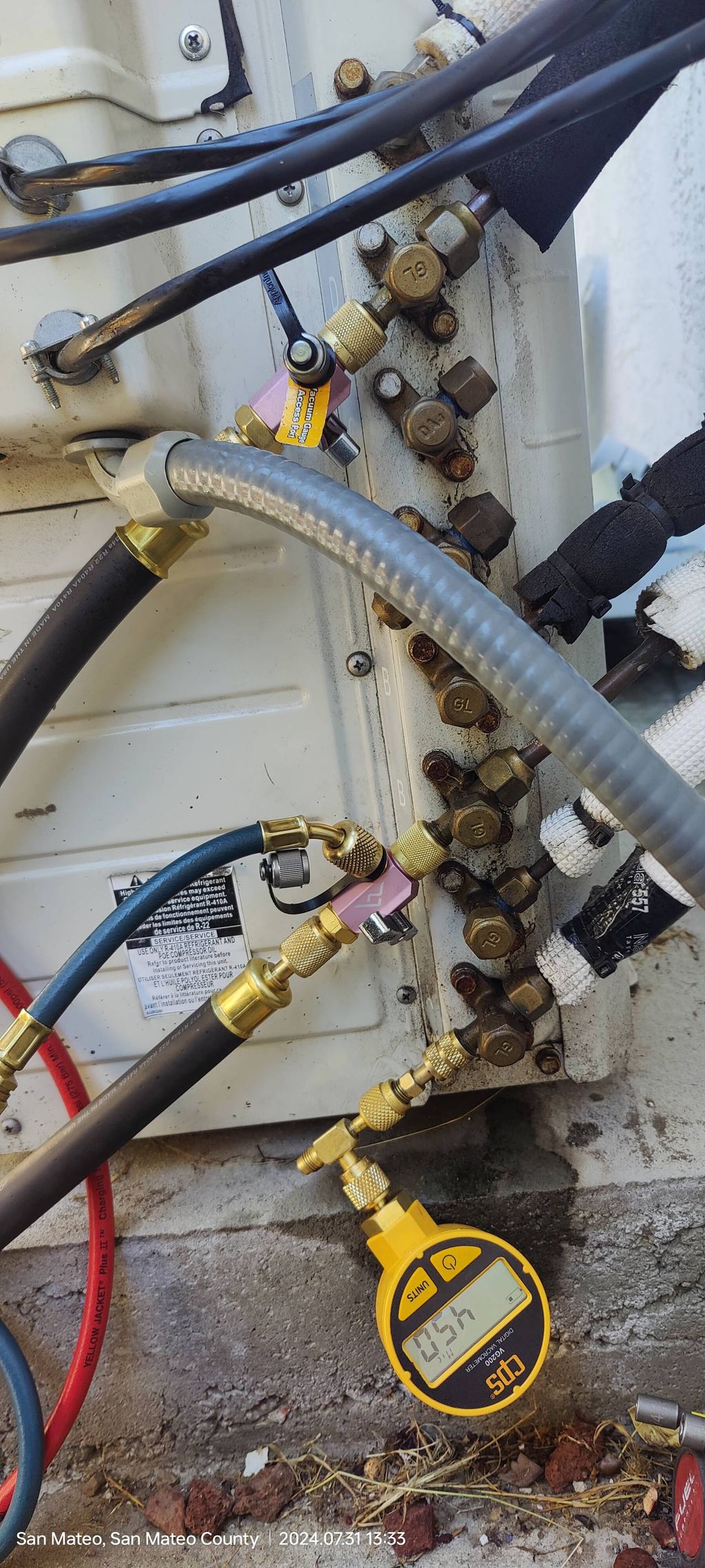 Vacuuming the system with proper tools. less than 