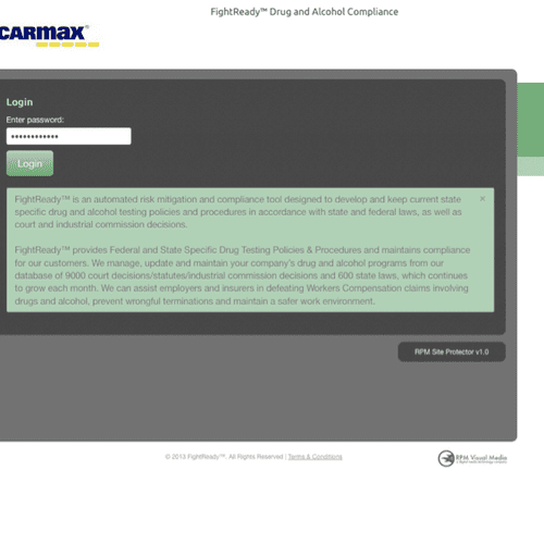 Carmax Website UI for compliance portal